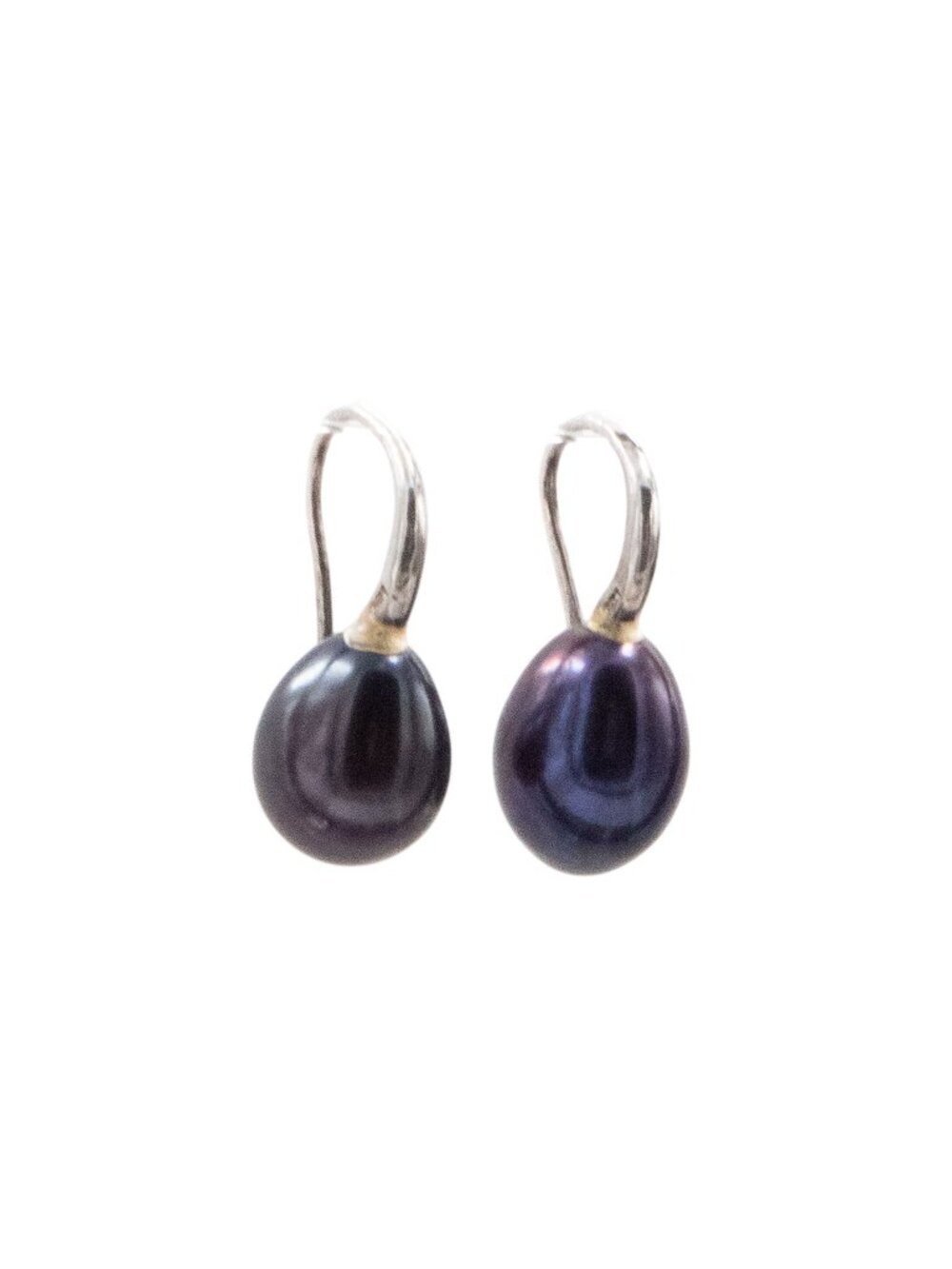 Sterling Silver 0.75 Inch Black Pearl Drop Earrings